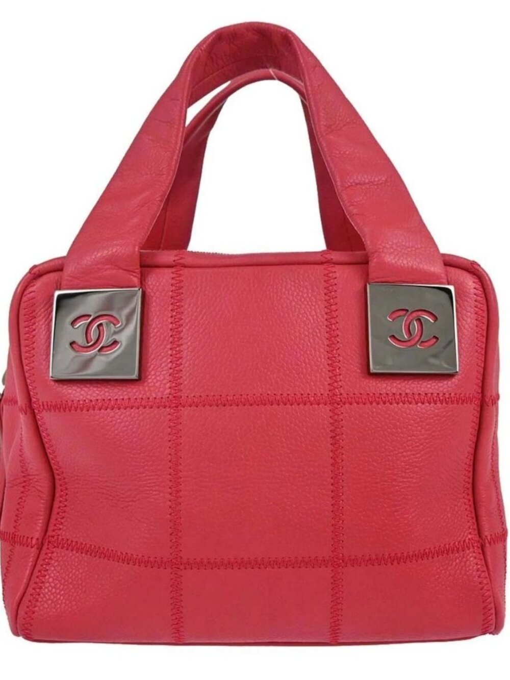 Chanel Red Calfskin Choco Bar Wild Stitch Handbag 168482